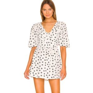 NWT For Love and Lemons Connie Daisy Seersucker Mini Dress Ivory